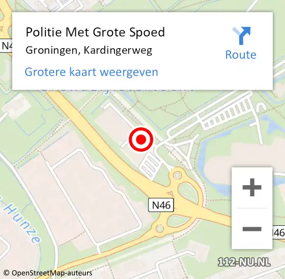 Locatie op kaart van de 112 melding: Politie Met Grote Spoed Naar Groningen, Kardingerweg op 5 februari 2022 10:20