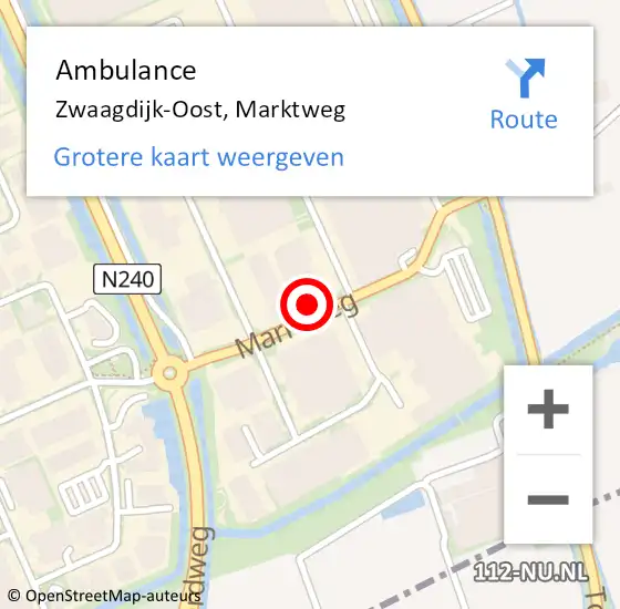 Locatie op kaart van de 112 melding: Ambulance Zwaagdijk-Oost, Marktweg op 5 februari 2022 10:27