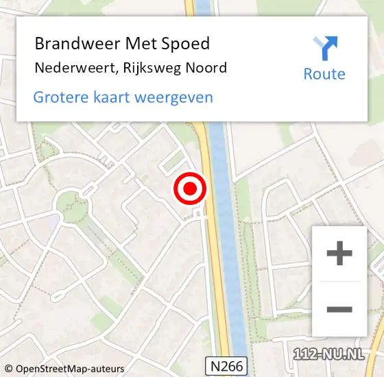 Locatie op kaart van de 112 melding: Brandweer Met Spoed Naar Nederweert, Rijksweg Noord op 5 februari 2022 10:30