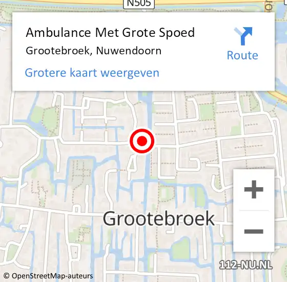 Locatie op kaart van de 112 melding: Ambulance Met Grote Spoed Naar Grootebroek, Nuwendoorn op 5 februari 2022 10:37