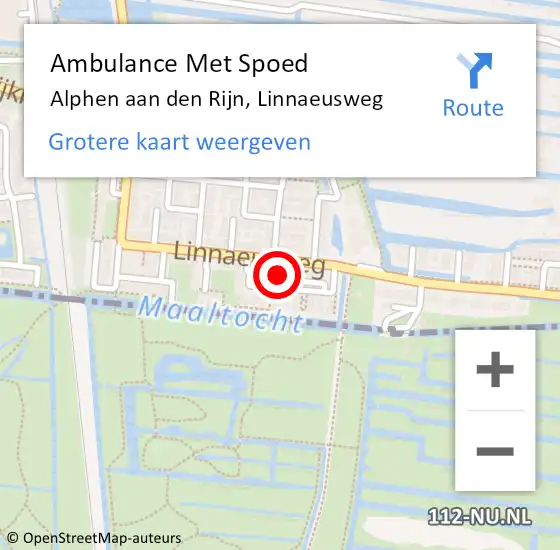 Locatie op kaart van de 112 melding: Ambulance Met Spoed Naar Alphen aan den Rijn, Linnaeusweg op 5 februari 2022 10:42