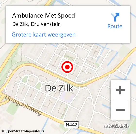 Locatie op kaart van de 112 melding: Ambulance Met Spoed Naar De Zilk, Druivenstein op 5 februari 2022 10:49