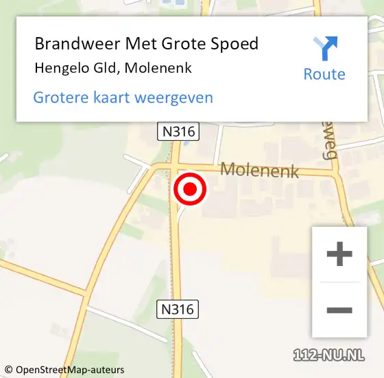 Locatie op kaart van de 112 melding: Brandweer Met Grote Spoed Naar Hengelo Gld, Molenenk op 7 juli 2014 12:47