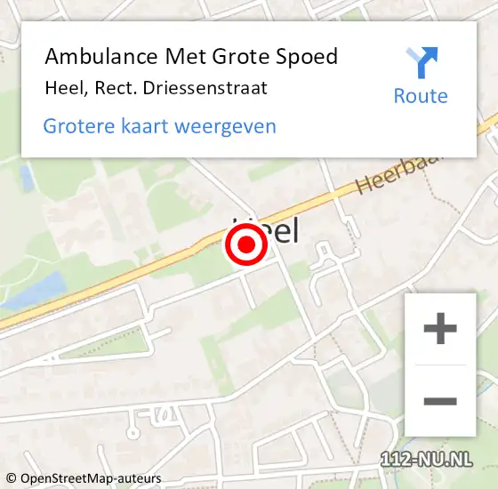 Locatie op kaart van de 112 melding: Ambulance Met Grote Spoed Naar Heel, Rect. Driessenstraat op 5 februari 2022 11:26