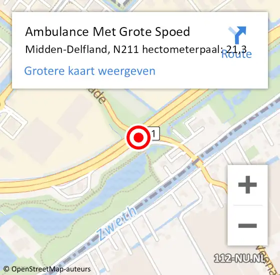 Locatie op kaart van de 112 melding: Ambulance Met Grote Spoed Naar Midden-Delfland, N211 hectometerpaal: 21,3 op 5 februari 2022 11:39