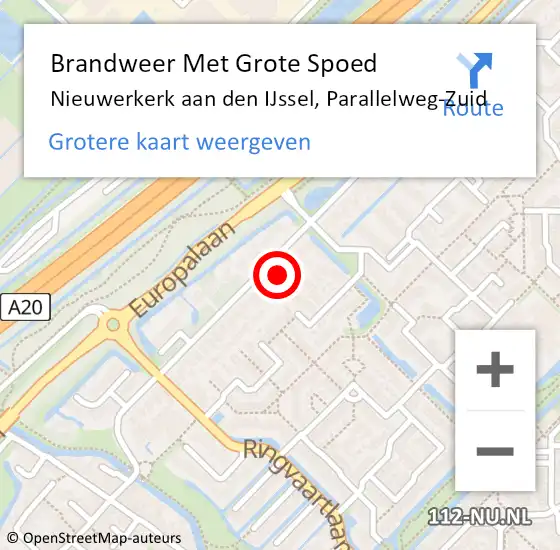 Locatie op kaart van de 112 melding: Brandweer Met Grote Spoed Naar Nieuwerkerk aan den IJssel, Parallelweg-Zuid op 5 februari 2022 11:41