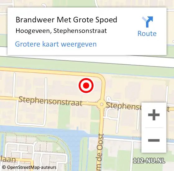 Locatie op kaart van de 112 melding: Brandweer Met Grote Spoed Naar Hoogeveen, Stephensonstraat op 5 februari 2022 11:45