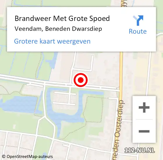 Locatie op kaart van de 112 melding: Brandweer Met Grote Spoed Naar Veendam, Beneden Dwarsdiep op 5 februari 2022 11:53