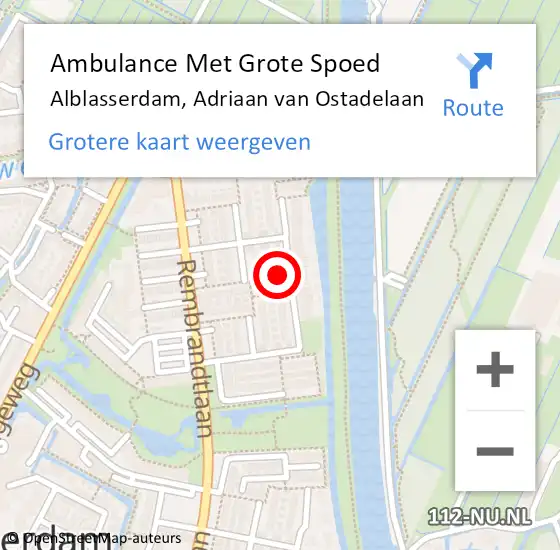 Locatie op kaart van de 112 melding: Ambulance Met Grote Spoed Naar Alblasserdam, Adriaan van Ostadelaan op 5 februari 2022 12:05