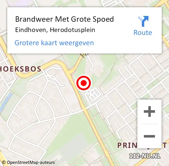 Locatie op kaart van de 112 melding: Brandweer Met Grote Spoed Naar Eindhoven, Herodotusplein op 5 februari 2022 12:24
