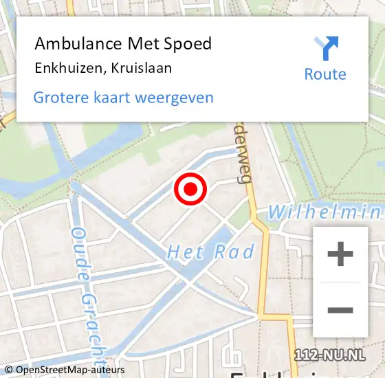 Locatie op kaart van de 112 melding: Ambulance Met Spoed Naar Enkhuizen, Kruislaan op 5 februari 2022 12:28