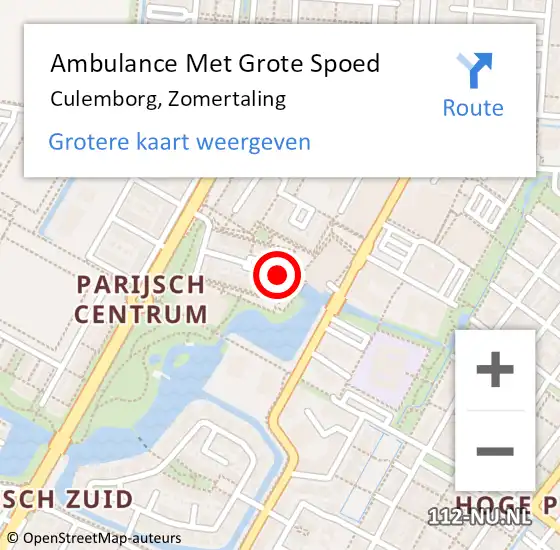Locatie op kaart van de 112 melding: Ambulance Met Grote Spoed Naar Culemborg, Zomertaling op 5 februari 2022 12:29