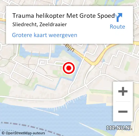 Locatie op kaart van de 112 melding: Trauma helikopter Met Grote Spoed Naar Sliedrecht, Zeeldraaier op 5 februari 2022 13:08