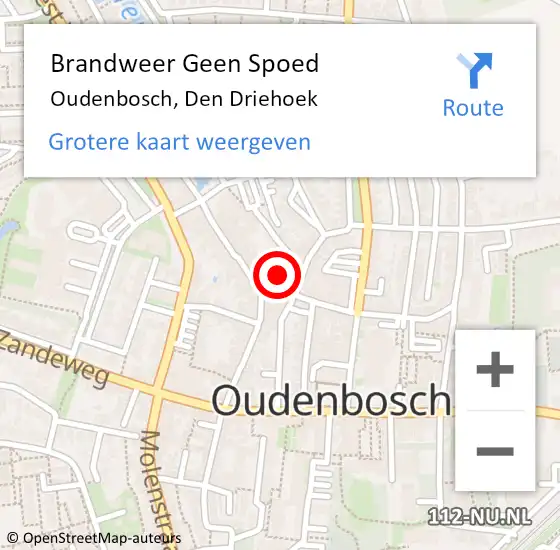 Locatie op kaart van de 112 melding: Brandweer Geen Spoed Naar Oudenbosch, Den Driehoek op 7 oktober 2013 14:58