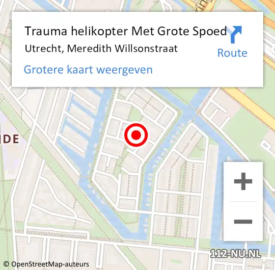 Locatie op kaart van de 112 melding: Trauma helikopter Met Grote Spoed Naar Utrecht, Meredith Willsonstraat op 5 februari 2022 13:13