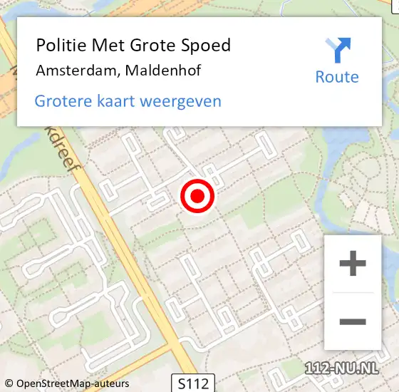 Locatie op kaart van de 112 melding: Politie Met Grote Spoed Naar Amsterdam-Zuidoost, Maldenhof op 5 februari 2022 13:21