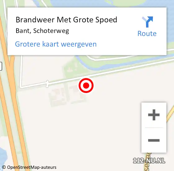 Locatie op kaart van de 112 melding: Brandweer Met Grote Spoed Naar Bant, Schoterweg op 5 februari 2022 13:41