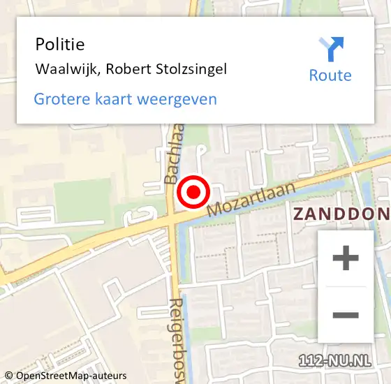 Locatie op kaart van de 112 melding: Politie Waalwijk, Robert Stolzsingel op 5 februari 2022 13:48