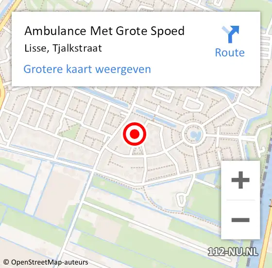 Locatie op kaart van de 112 melding: Ambulance Met Grote Spoed Naar Lisse, Tjalkstraat op 5 februari 2022 14:06