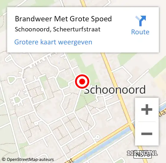 Locatie op kaart van de 112 melding: Brandweer Met Grote Spoed Naar Schoonoord, Scheerturfstraat op 5 februari 2022 14:17