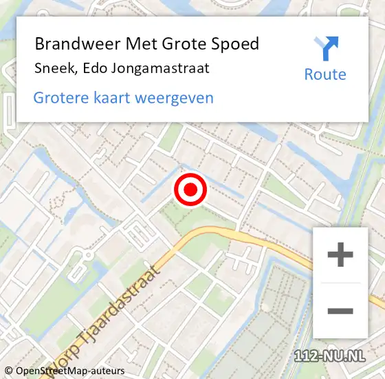 Locatie op kaart van de 112 melding: Brandweer Met Grote Spoed Naar Sneek, Edo Jongamastraat op 5 februari 2022 14:21