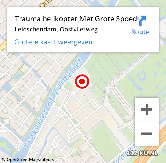 Locatie op kaart van de 112 melding: Trauma helikopter Met Grote Spoed Naar Leidschendam, Oostvlietweg op 5 februari 2022 14:38