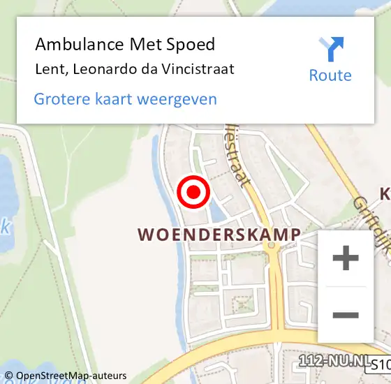 Locatie op kaart van de 112 melding: Ambulance Met Spoed Naar Lent, Leonardo da Vincistraat op 5 februari 2022 14:39