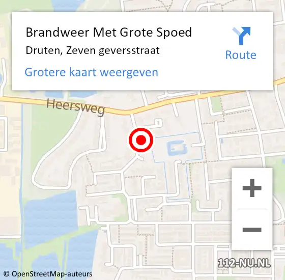 Locatie op kaart van de 112 melding: Brandweer Met Grote Spoed Naar Druten, Zeven geversstraat op 5 februari 2022 14:40