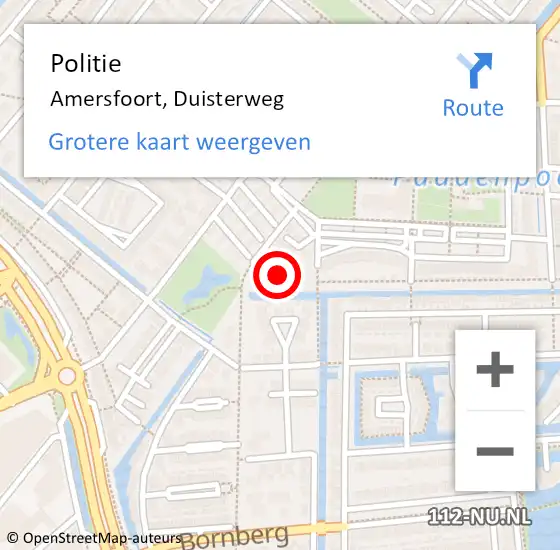 Locatie op kaart van de 112 melding: Politie Amersfoort, Duisterweg op 5 februari 2022 15:05