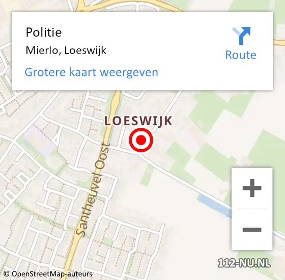 Locatie op kaart van de 112 melding: Politie Mierlo, Loeswijk op 5 februari 2022 15:12