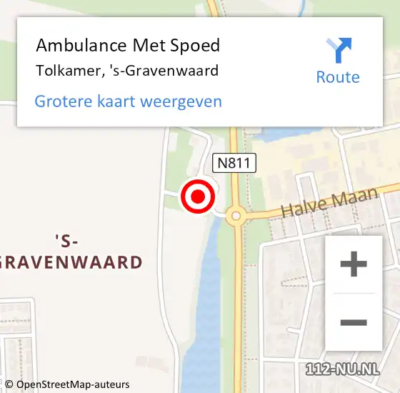 Locatie op kaart van de 112 melding: Ambulance Met Spoed Naar Tolkamer, 's-Gravenwaard op 5 februari 2022 15:33