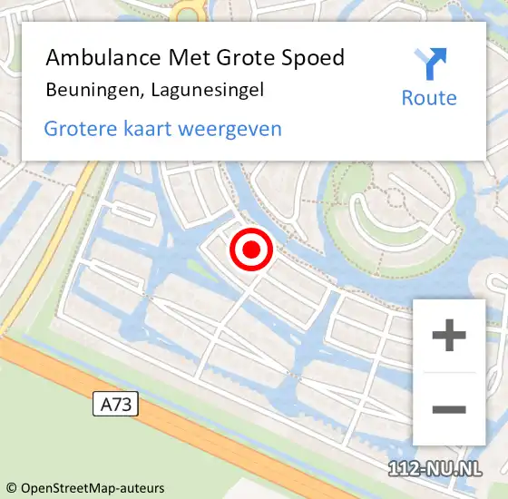 Locatie op kaart van de 112 melding: Ambulance Met Grote Spoed Naar Beuningen, Lagunesingel op 5 februari 2022 15:50