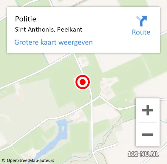 Locatie op kaart van de 112 melding: Politie Sint Anthonis, Peelkant op 5 februari 2022 15:51