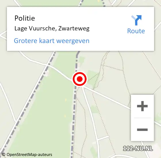 Locatie op kaart van de 112 melding: Politie Lage Vuursche, Zwarteweg op 5 februari 2022 15:53