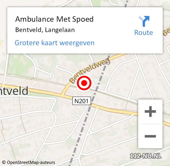 Locatie op kaart van de 112 melding: Ambulance Met Spoed Naar Bentveld, Langelaan op 5 februari 2022 15:58