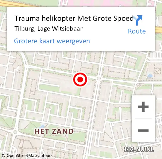 Locatie op kaart van de 112 melding: Trauma helikopter Met Grote Spoed Naar Tilburg, Lage Witsiebaan op 5 februari 2022 16:05