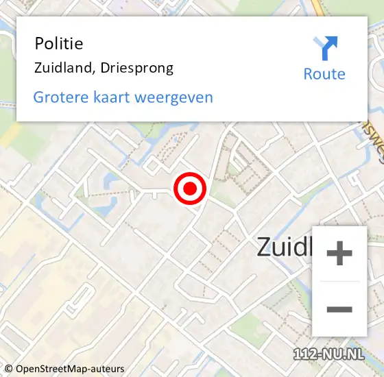 Locatie op kaart van de 112 melding: Politie Zuidland, Driesprong op 5 februari 2022 16:13