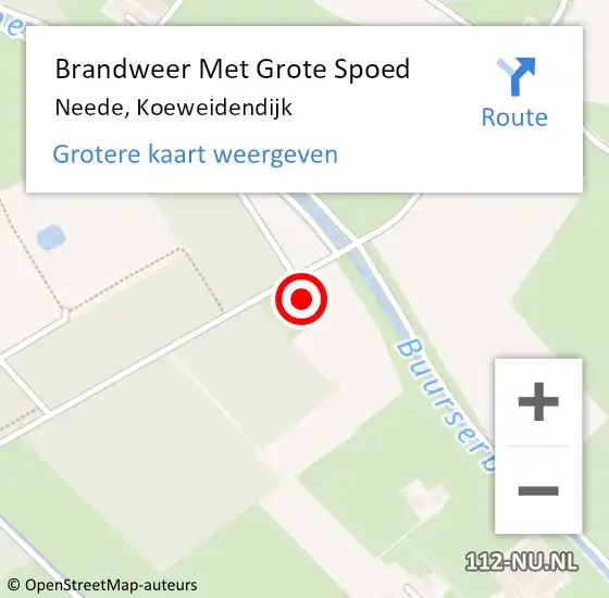 Locatie op kaart van de 112 melding: Brandweer Met Grote Spoed Naar Neede, Koeweidendijk op 5 februari 2022 16:13