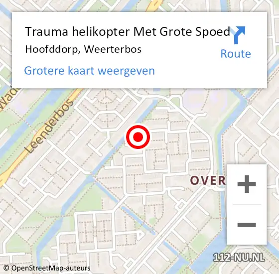 Locatie op kaart van de 112 melding: Trauma helikopter Met Grote Spoed Naar Hoofddorp, Weerterbos op 5 februari 2022 16:17