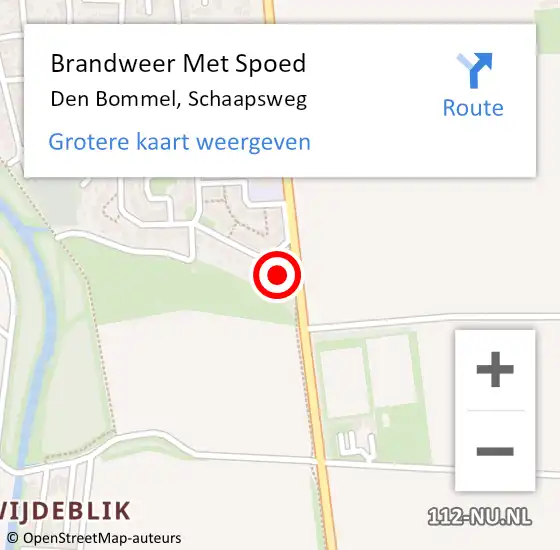 Locatie op kaart van de 112 melding: Brandweer Met Spoed Naar Den Bommel, Schaapsweg op 5 februari 2022 16:18