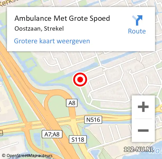 Locatie op kaart van de 112 melding: Ambulance Met Grote Spoed Naar Oostzaan, Strekel op 5 februari 2022 16:18