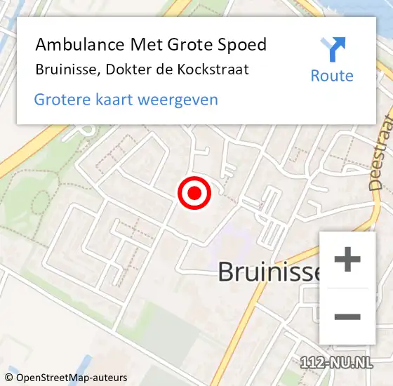 Locatie op kaart van de 112 melding: Ambulance Met Grote Spoed Naar Bruinisse, Dokter de Kockstraat op 5 februari 2022 16:20