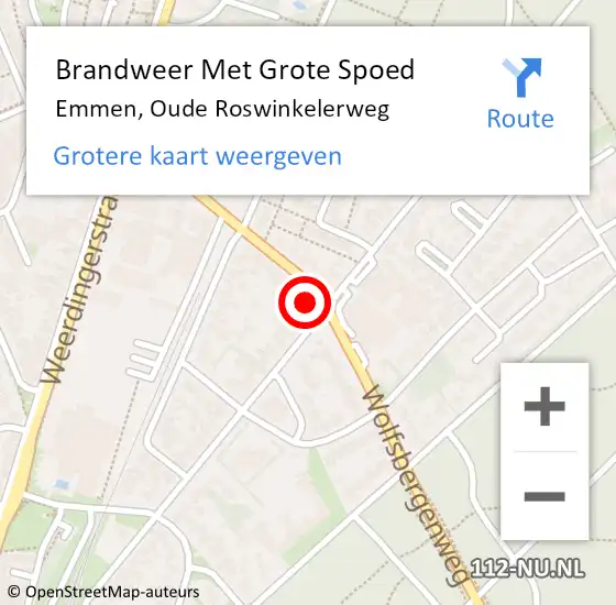 Locatie op kaart van de 112 melding: Brandweer Met Grote Spoed Naar Emmen, Oude Roswinkelerweg op 5 februari 2022 16:27