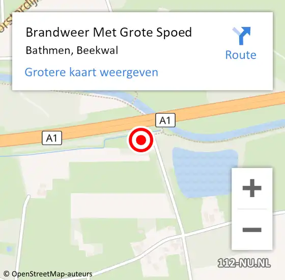 Locatie op kaart van de 112 melding: Brandweer Met Grote Spoed Naar Bathmen, Beekwal op 5 februari 2022 16:28