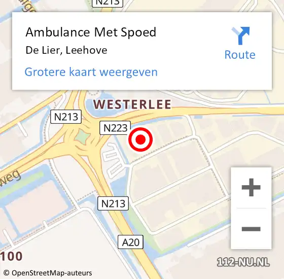 Locatie op kaart van de 112 melding: Ambulance Met Spoed Naar De Lier, Leehove op 5 februari 2022 16:41