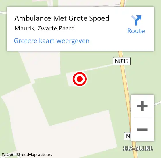 Locatie op kaart van de 112 melding: Ambulance Met Grote Spoed Naar Maurik, Zwarte Paard op 5 februari 2022 16:46