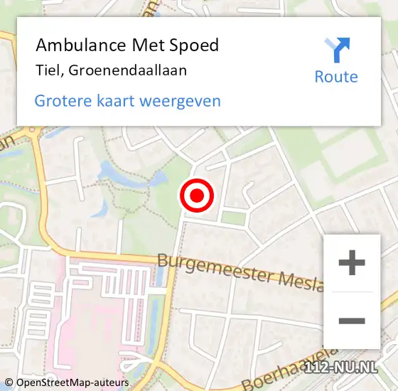 Locatie op kaart van de 112 melding: Ambulance Met Spoed Naar Tiel, Groenendaallaan op 5 februari 2022 16:46