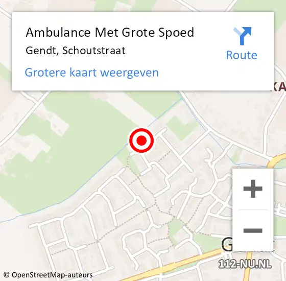 Locatie op kaart van de 112 melding: Ambulance Met Grote Spoed Naar Gendt, Schoutstraat op 5 februari 2022 16:48
