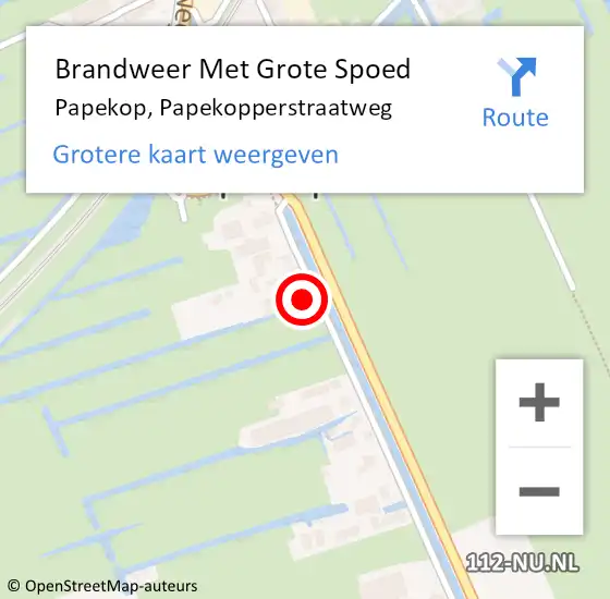 Locatie op kaart van de 112 melding: Brandweer Met Grote Spoed Naar Papekop, Papekopperstraatweg op 5 februari 2022 16:48