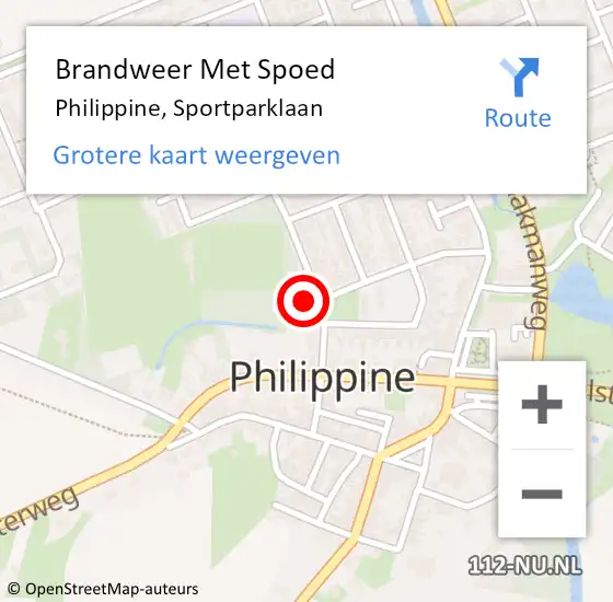 Locatie op kaart van de 112 melding: Brandweer Met Spoed Naar Philippine, Sportparklaan op 5 februari 2022 16:55